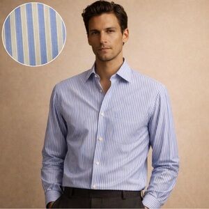 Joseph Abboud Yellow Stripe Wrinkle Free Dress Shirt Size 16 / 34